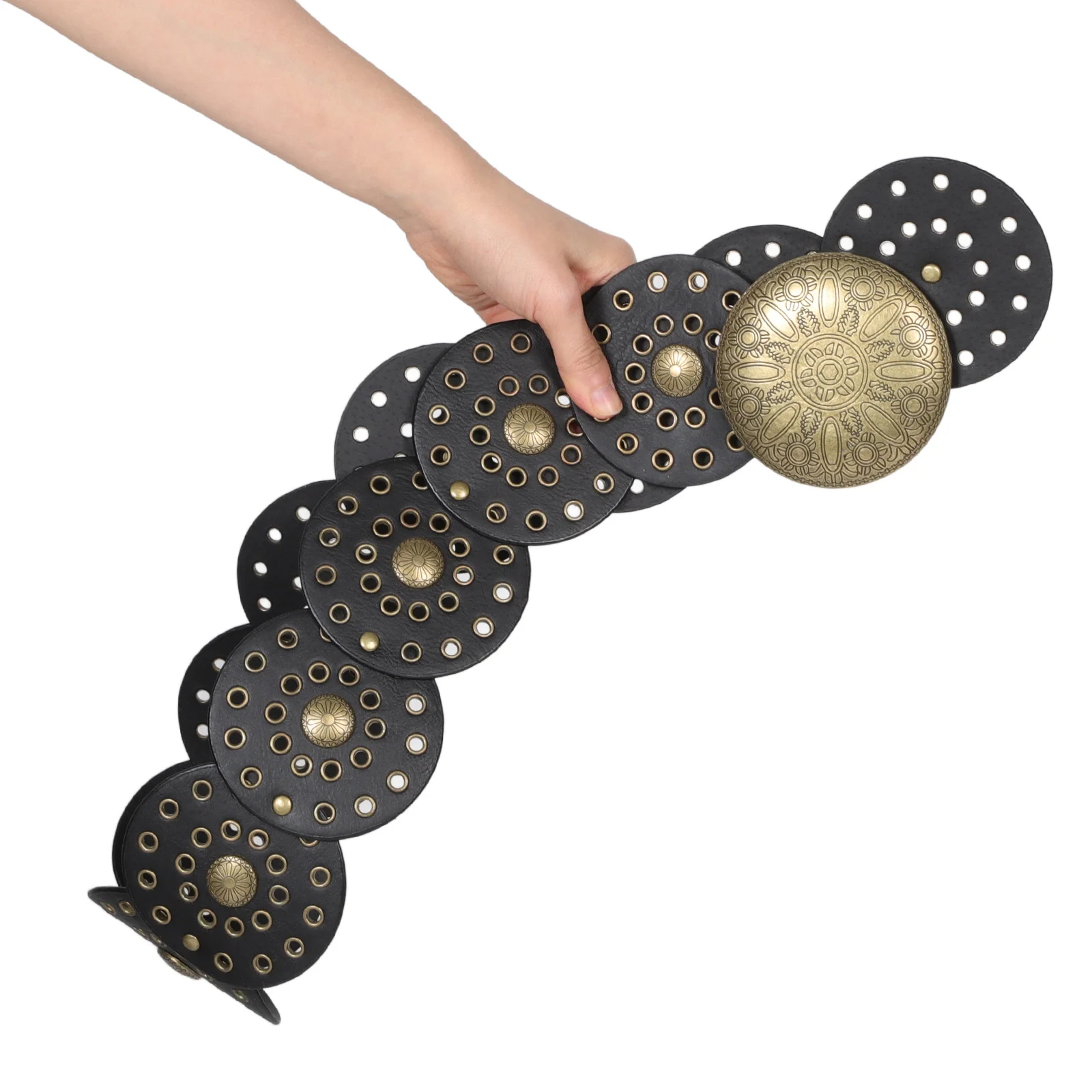Hollow Disc Wide Vintage Western Belt Cowboy Inspired Fashion Accessory for Women Country Concert Style