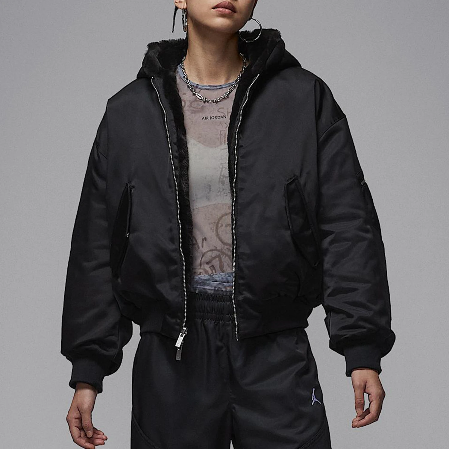 Nike Authentic JORDAN Women's Two-Sided Wear Warm Soft Hooded Jacket HV0358-010