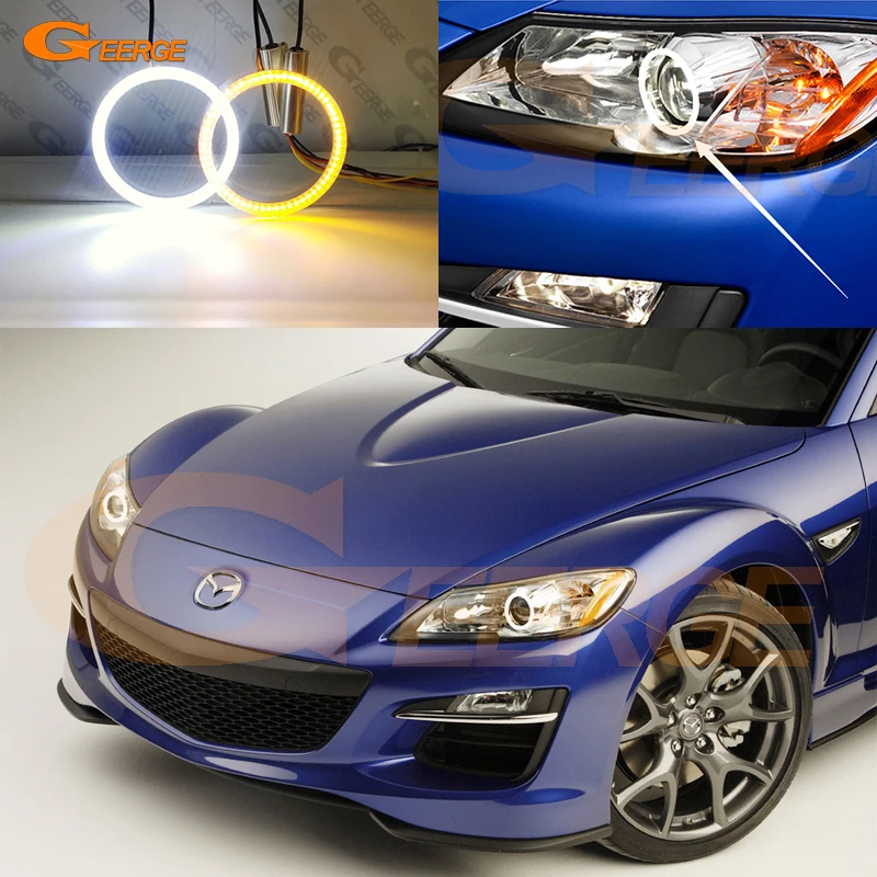 

For Mazda RX8 R3 RX-8 RX 8 2009 2010 2011 2012 Ultra Bright A/W Switchback Day Light Turn Signal Led Angel Eyes Kit Halo Rings