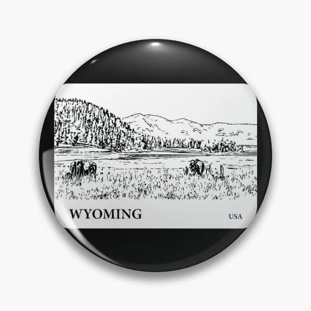 Wyoming USA Pin Buttons Brooches  Jewelry Accessory Customize Brooch Fashion Lapel Badges