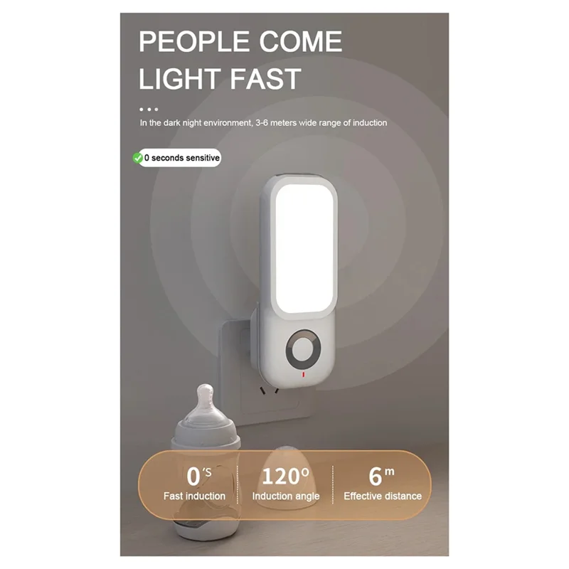 

LICE-LED Induction Night Light Intelligent Wireless Plug-In Aisle Corridor Night Bedroom Night Light With Flashlight EU-PLUG