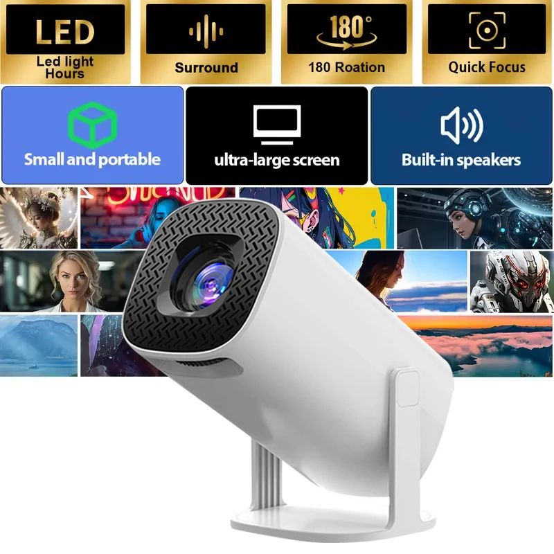 

P30pro Mini Portable Projector - 180° Adjustable Stand, Durable Built-in Speaker, Ideal for Multiple Devices,Perfect Gift