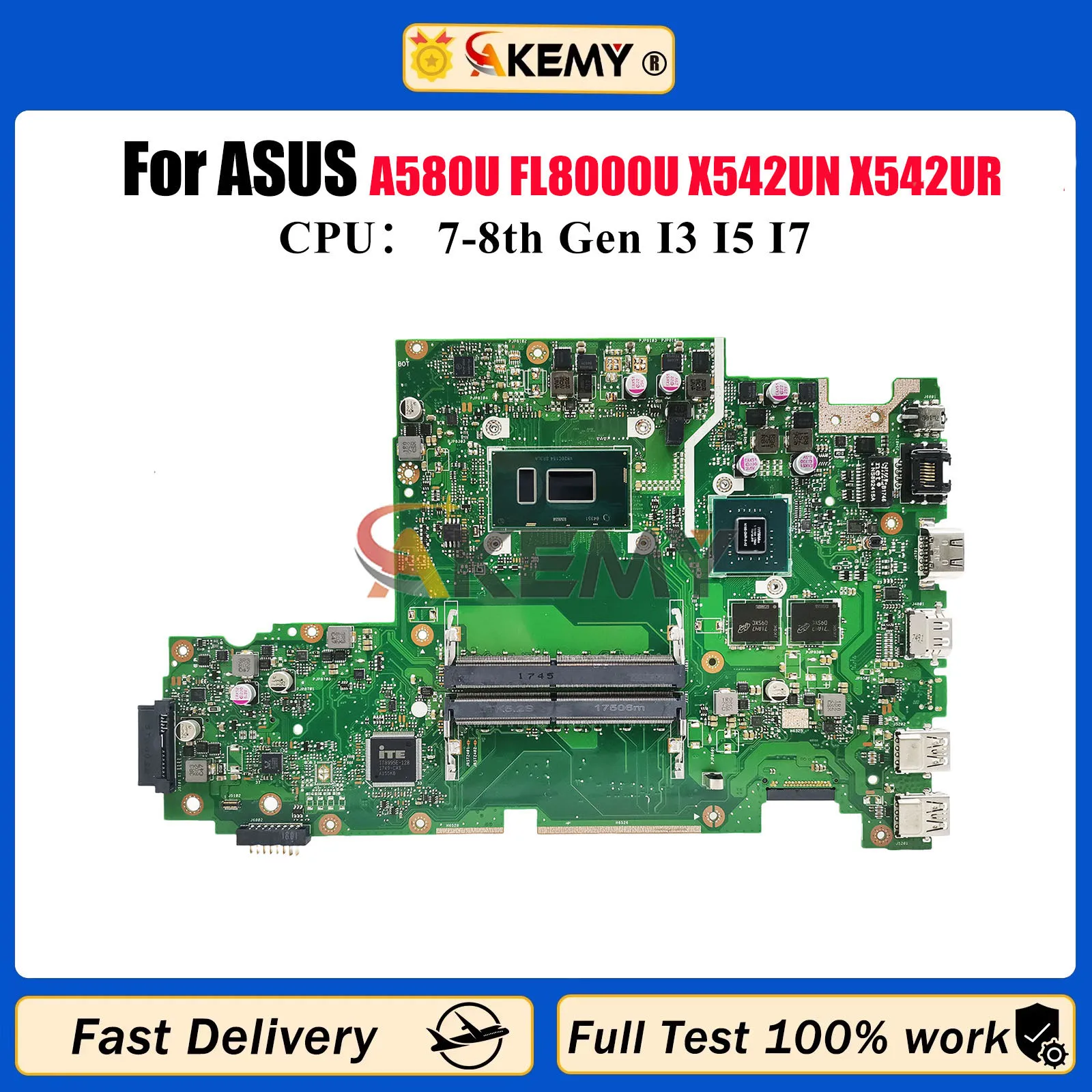 

X542UQ Материнская плата для ноутбука ASUS X542U A580U FL8000U X542UN X542UR X542UQR X542UF X542URR X542URV Материнская плата с процессором I3 I5 I7