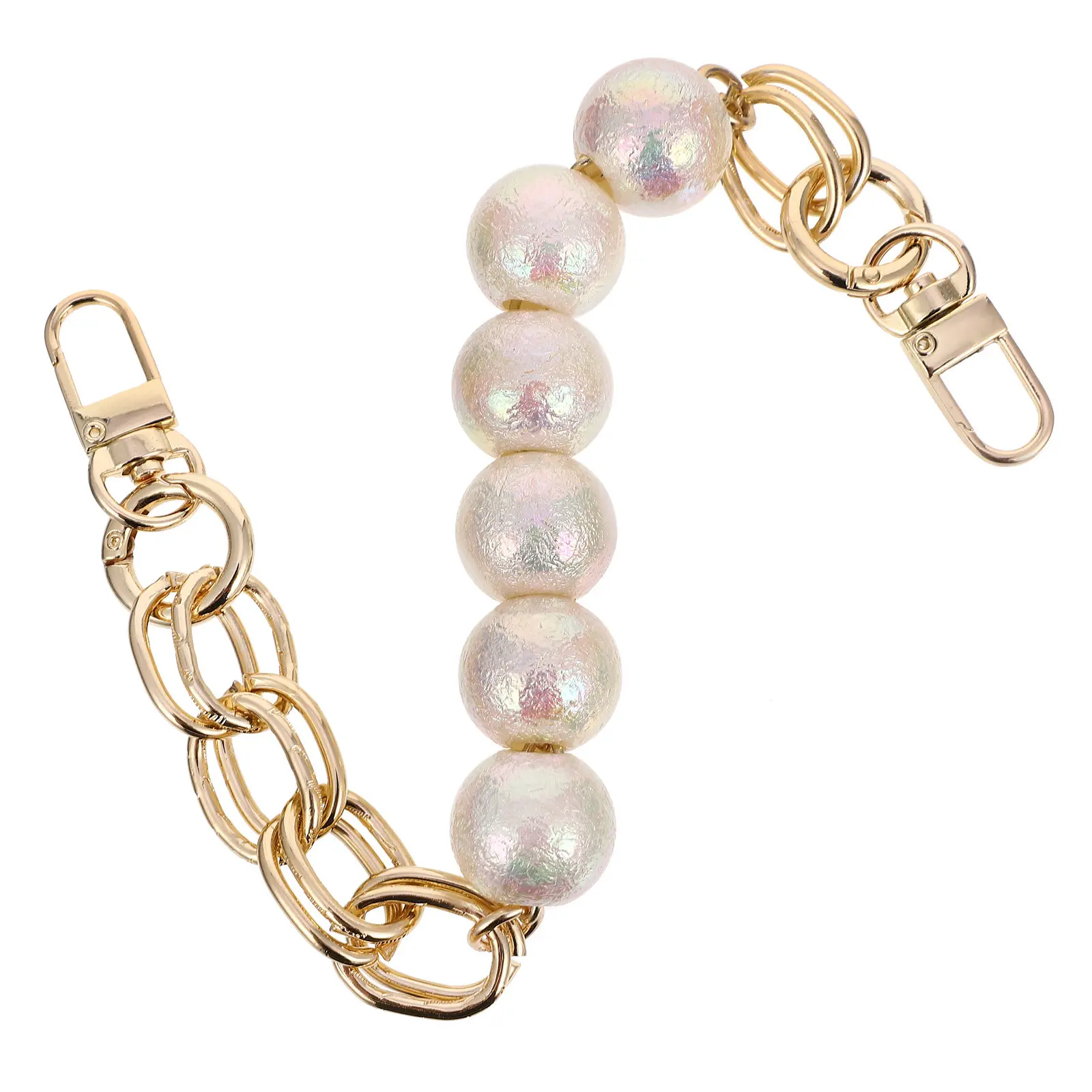 1Pcs Pearl Bag Chain White Resin Metal Stylish Replacement Purse Strap Extender Decorative Handbag Handle Accessory