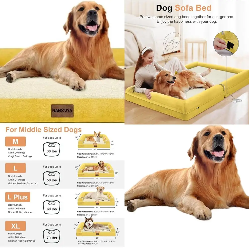 

Orthopedic XL Washable Dog Bed with Bolster, Egg Crate Foam, Waterproof Cover, Ginger