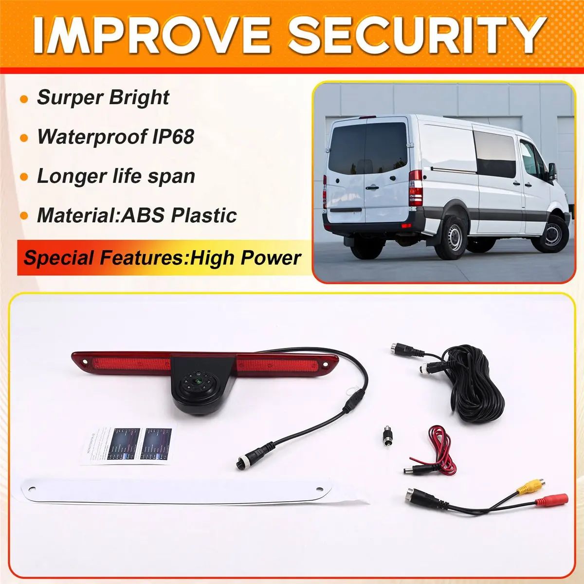 #49Z High 3Rd Brake Light Camera HD Night Camera for Mercedes-Benz,Rear Brake light Camera,(plastic)