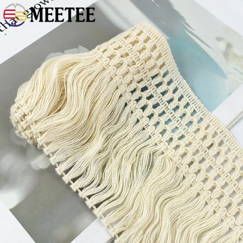 Meetee 3/5/10M 12cm Cotton Tassel Lace Fringe for Curtains Trim Sofa Laces Fabric Knot Tassels Decor Ribbon DIY Sewing Material