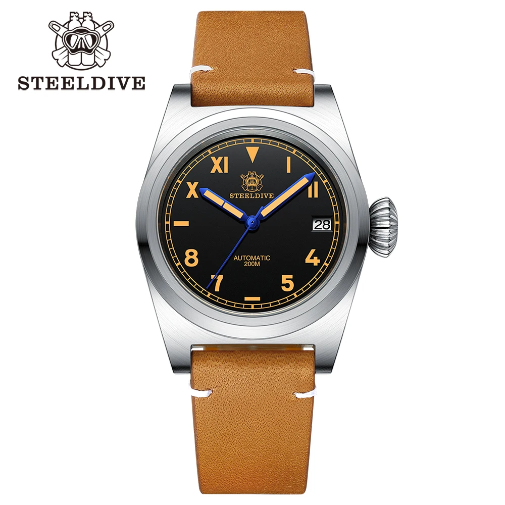 STEELDIVE SD1904 Onion Crown Screw In Solid Cover Synthetic Sapphire Mirror 200 Meters Waterproof Mechanical Watch For Men