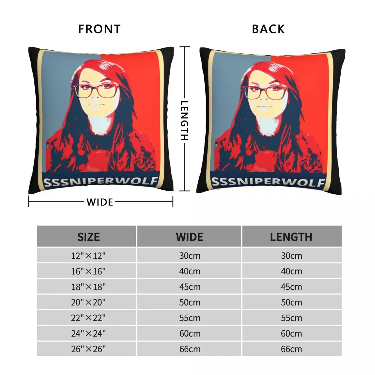 Sssniperwolf Pillowcase Polyester Linen Velvet Printed Zip Decor Throw Pillow Case Home Cushion Cover