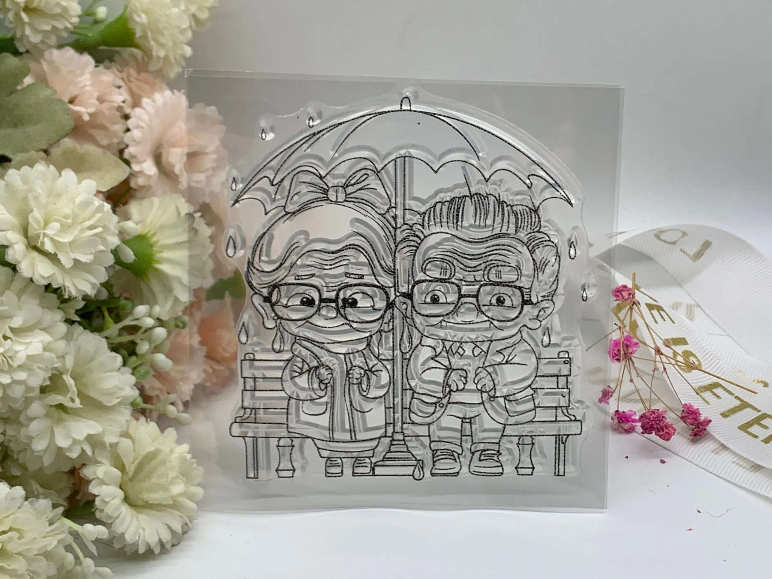 Custom Elderly Couple Transparent Silicone Rubber Stamp and Die Sheet Cling Scrapbooking DIY Cute Pattern Photo Album