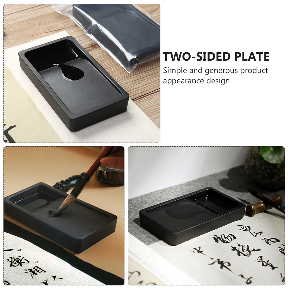 Inkstone Convenient Practical with Cover Painting Calligraphy Inkslab Accessory Plastic Two-sided Drawing