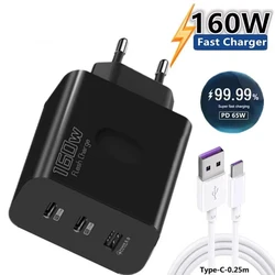 160W Fast Charger USB Type C Phone Charger Adapter Quick Charge QC 5.0 3.0 PD 65W Charger For iPhone iPad Samsung Huawei