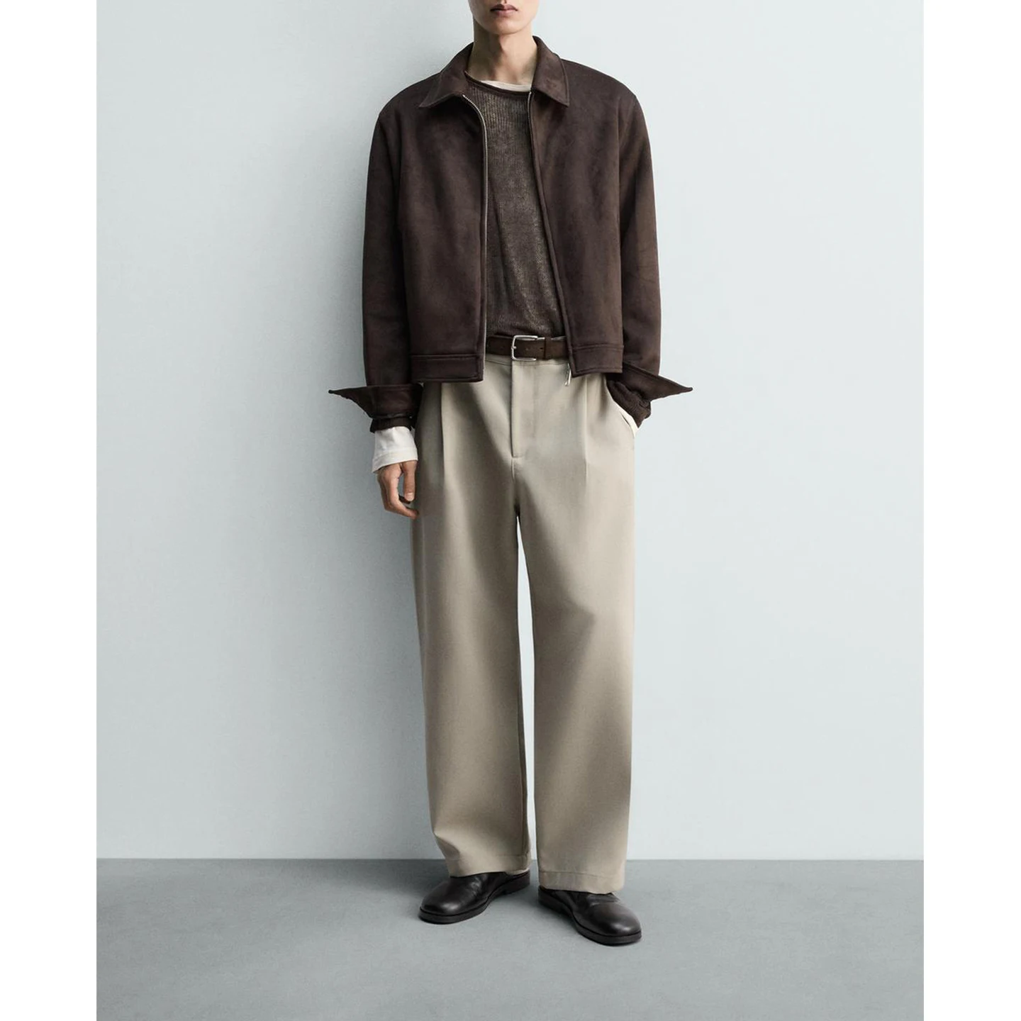 

Slim Fit American Sle Men's Jaet Autumn Winter New Arrival Long Sve Faux Leather Straight Leg Zipper Closure Coat