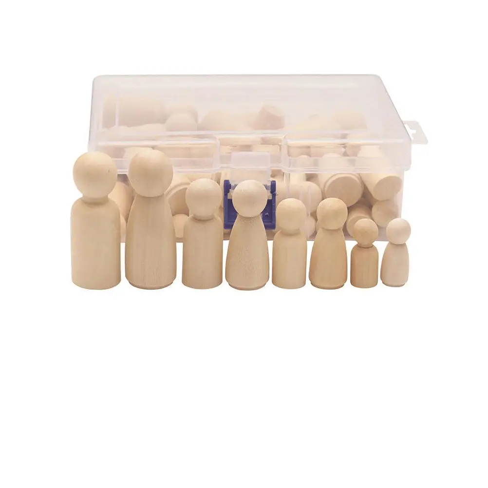 

50Pcs Natural Wood Puppet DIY Paint Kit Woodcraft for Kids Creative Graffiti Hand Painting Projects Wooden Puppet Toys