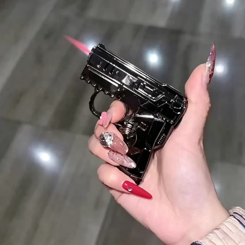 Novelty Folding Gun Style Windproof Lighter | Cool Lighting Effects Portable Creative Gift for Friends & Daily Use Tool