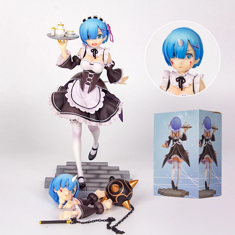 Фигурка аниме «Re:ZERO Start Life in other World», экшн-фигурка Rem & Ram Twins, фигурка Рем/Ram, Коллекционная модель, кукла, игрушка, 23 см