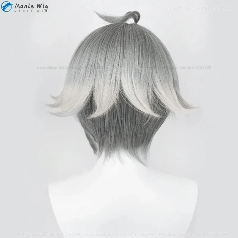 Juego Cosplay Sumeru Al Haitham Cosplay peluca gris Haitham pelucas pelo resistente al calor Anime Cosplay pelucas + gorro de peluca