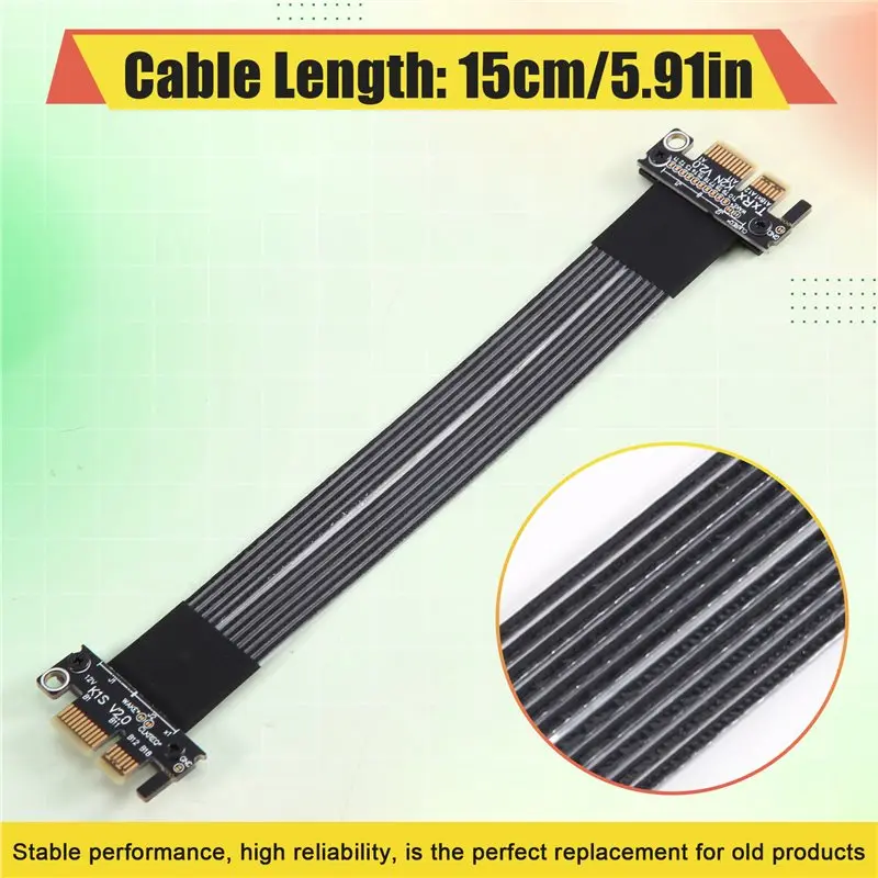 B16C-Riser Cable Pcie 5.0 X1 To X1 32Gbps Male To Male 15Cm Network Card Sound Card LAN Card