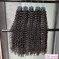 12A Deep Curly 100% Human Hair Bundles Extensions Weave #1B Natural Color 30 Inch Curl Unprocessed Raw Virgin Hair For Women