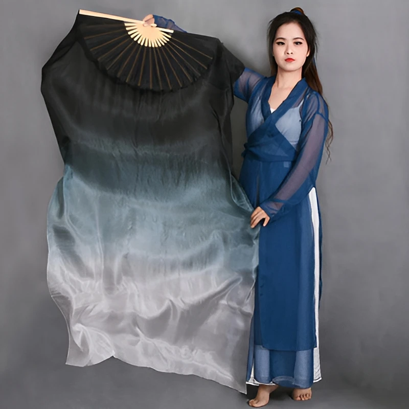 Belly Dance Accessories Fans Gradient Color for Adult Foldable 100% Real Silk Veil Dance Outfit Accessories Performance Suit