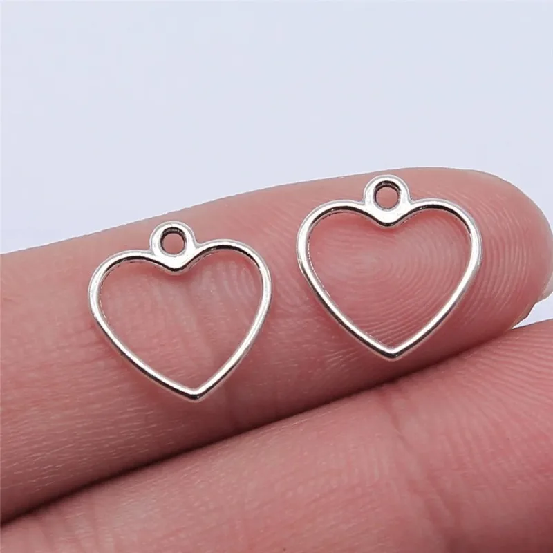 600 Stück antiksilberfarbene Herzanhänger 14 x 13 mm für Armbänder, Ohrringe, Schmuckherstellung – Detail 2