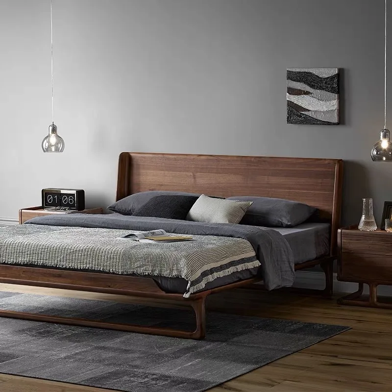 

Customizable North American Black Walnut Simple Modern 1.8m Master Bedroom New Double Bed