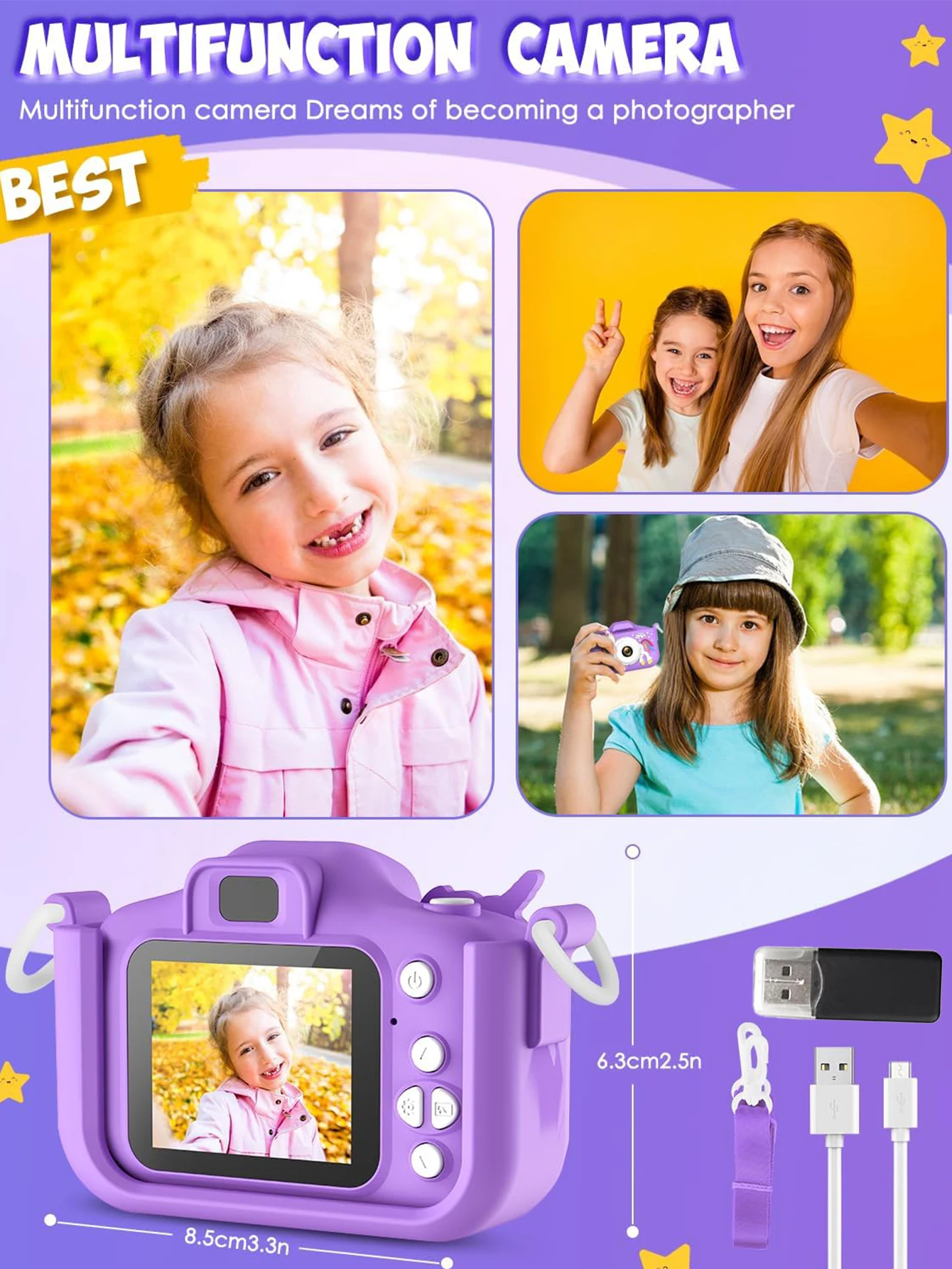 Mini câmera digital 1080p hd foto hd vídeo fotografia filmadora 2.0 polegadas com capa de silicone jogo de quebra-cabeça 32g cartão de memória presente