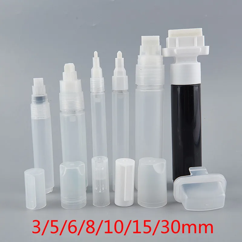 

2022 Year wholesale 3mm/5mm/6.5mm/8mm/10mm/15mm/30mm Flat empty liquid chalk Paint marker barrels pen Repeated Filling ink 5pcs