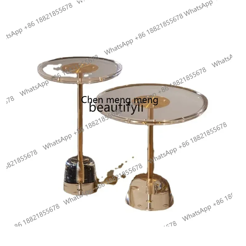 

new styleCrystal Acrylic Brass Combined Tea Table Acrylic Anti-Fingerprint Handicraft Side Tabless 1001