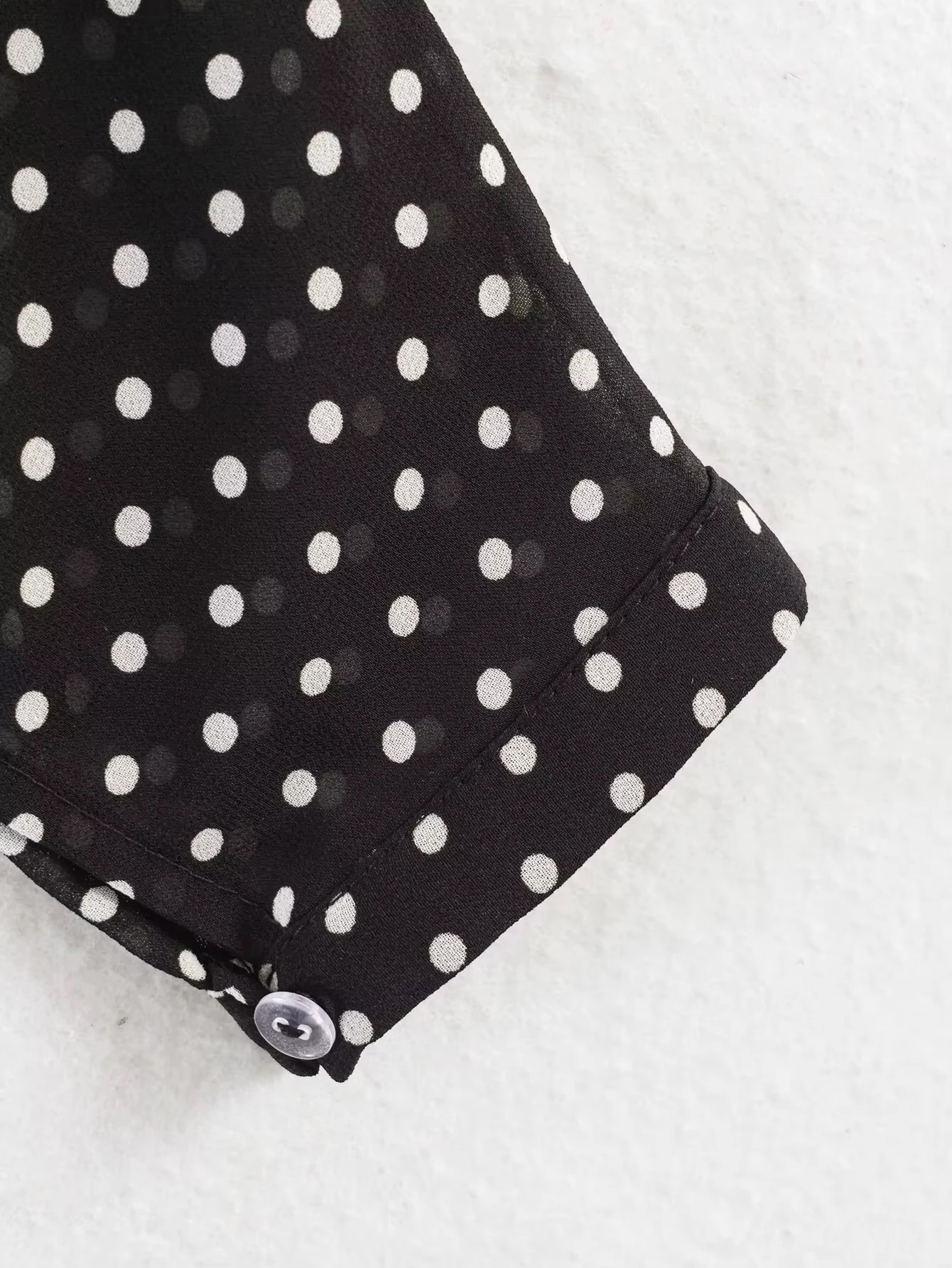HH Damen Eleganter Polka-Dot-Print Rockanzug Langarm-Oberteil mit Schleife und Schnürung Schicker Plissierter Langer Rock 2026 Mode Streetwear – Detail 9