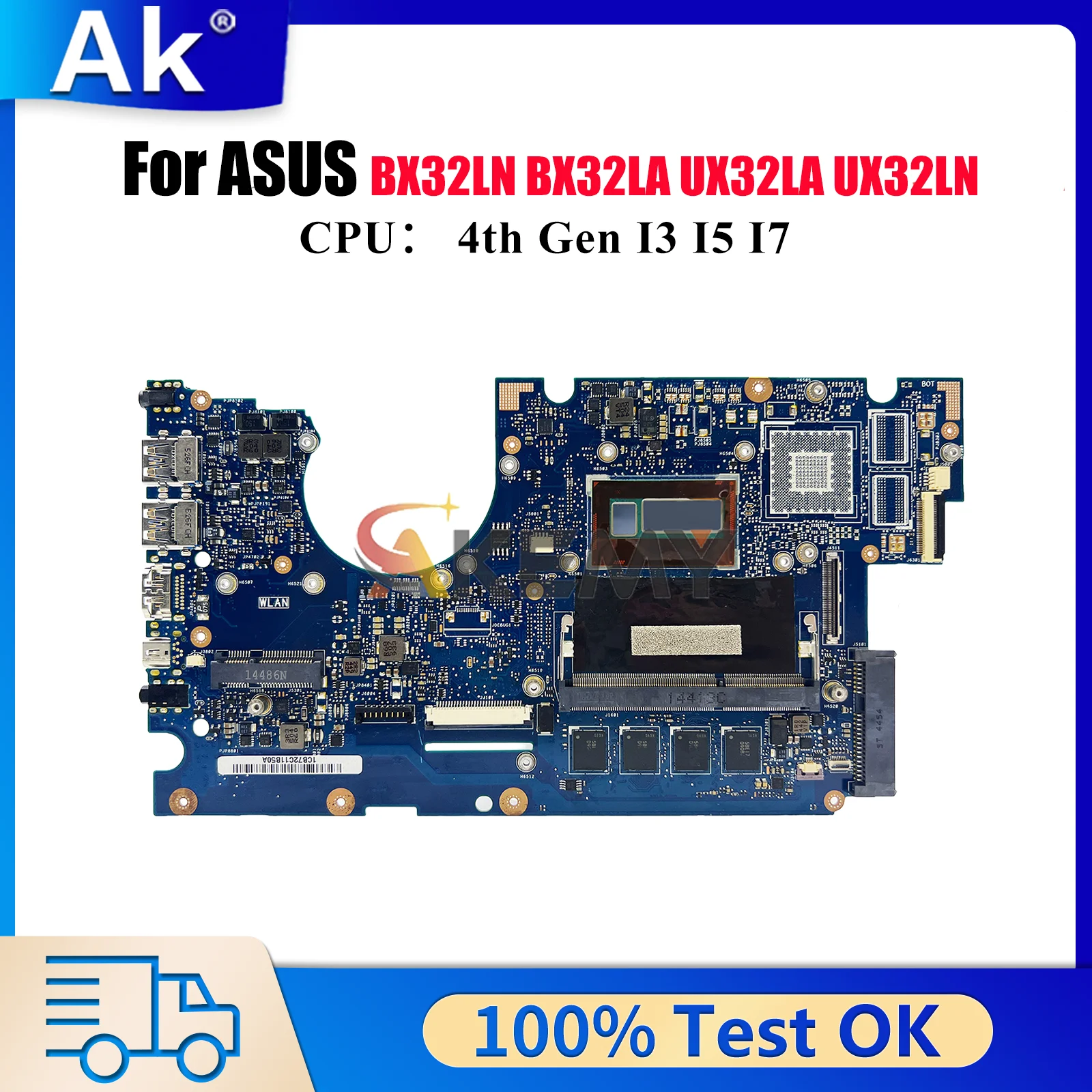 

UX32LA Материнская плата для ноутбука ASUS ZenBook BX32LN UX32LN UX32L UX32LA BX32LA Материнская плата для ноутбука с процессором I3 I5 I7 100% тест в порядке