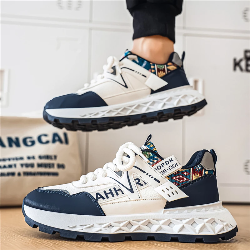 New Fashionable Sports Thick Bottom Casual Shoes Comfortable Soft Sole Men's Dad Shoes Trendy Footwear for Leisure Activities