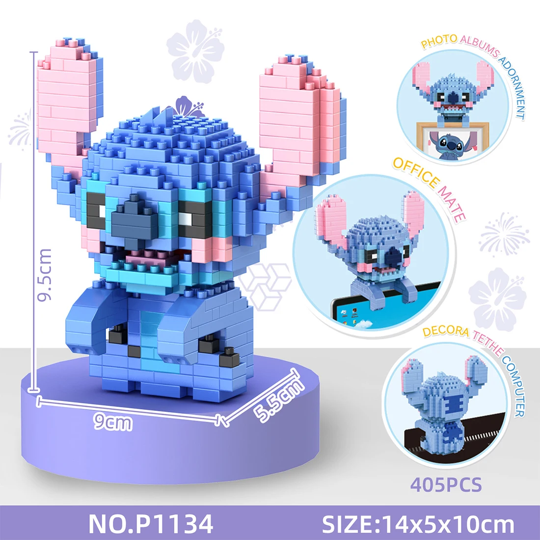 Disney kreative Anhänger Mikro Bausteine Mickey Maus Stich Stella lou Ornamente Mini Ziegel Glasfaser Spielzeug Büro Home Decr