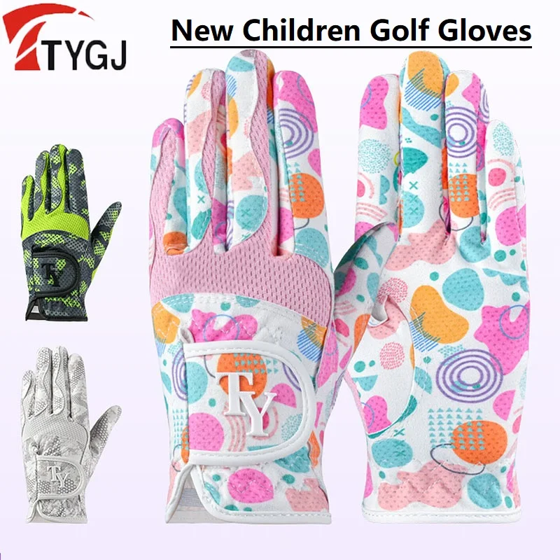 

TTYGJ 1 Pair Colorful Printed Golf Gloves for Boys Girls Soft Elastic Fashion Gloves Children Kids Left Right Hand Golf Mittens