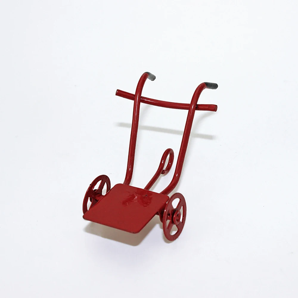 1/12 Dollhouse Miniature อุปกรณ์เสริมมินิโลหะรถเข็น Handcart ของเล่นสําหรับตุ๊กตาตกแต่ง ob11