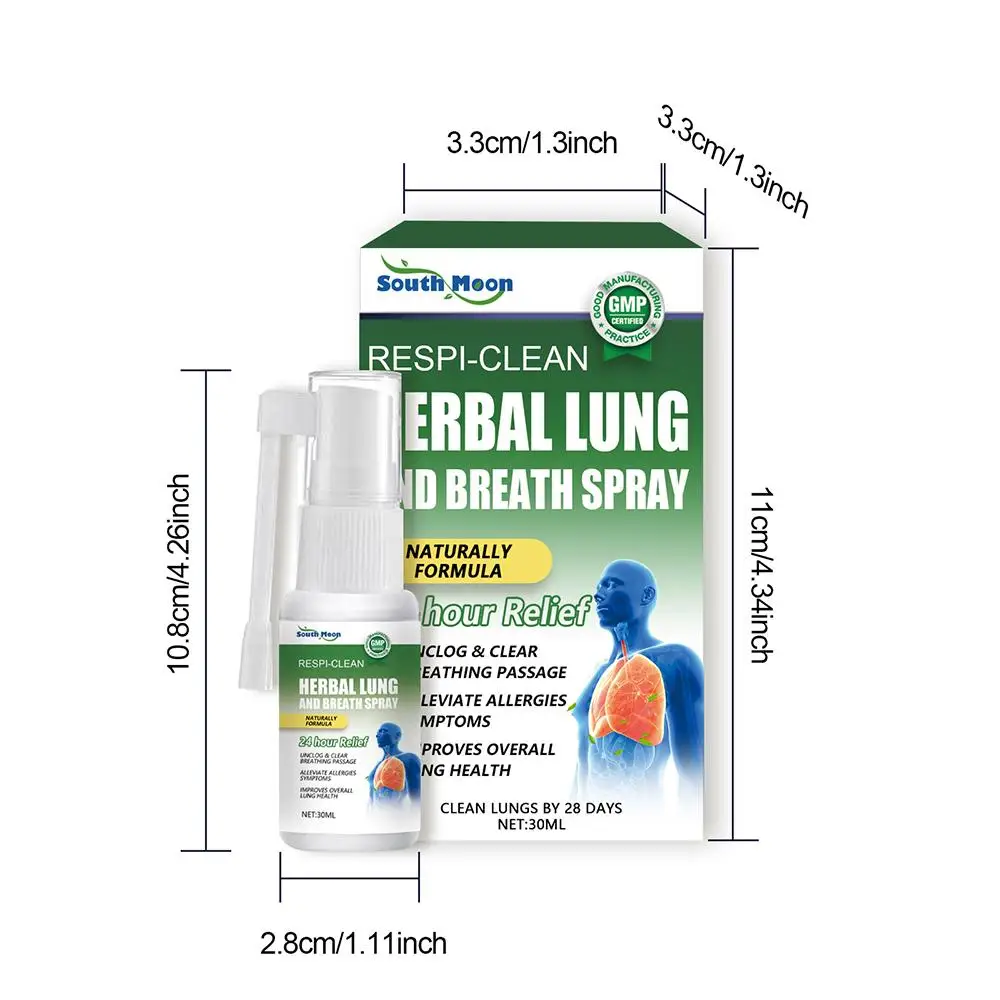 Herbal Lung Cleansing Spray, Breath Detox, Aliviar Dificuldades Respiratórios, Tosse Tratamento da Comichão, Inflammati, 1 3 5X Lot