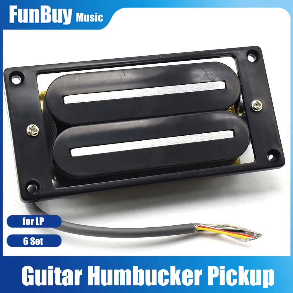 

6Set Dual Blade Hot Rail Electric Guitar Humbucker Pickup Ceramic 4-Wires for LP Electric Guitar with installing Frame