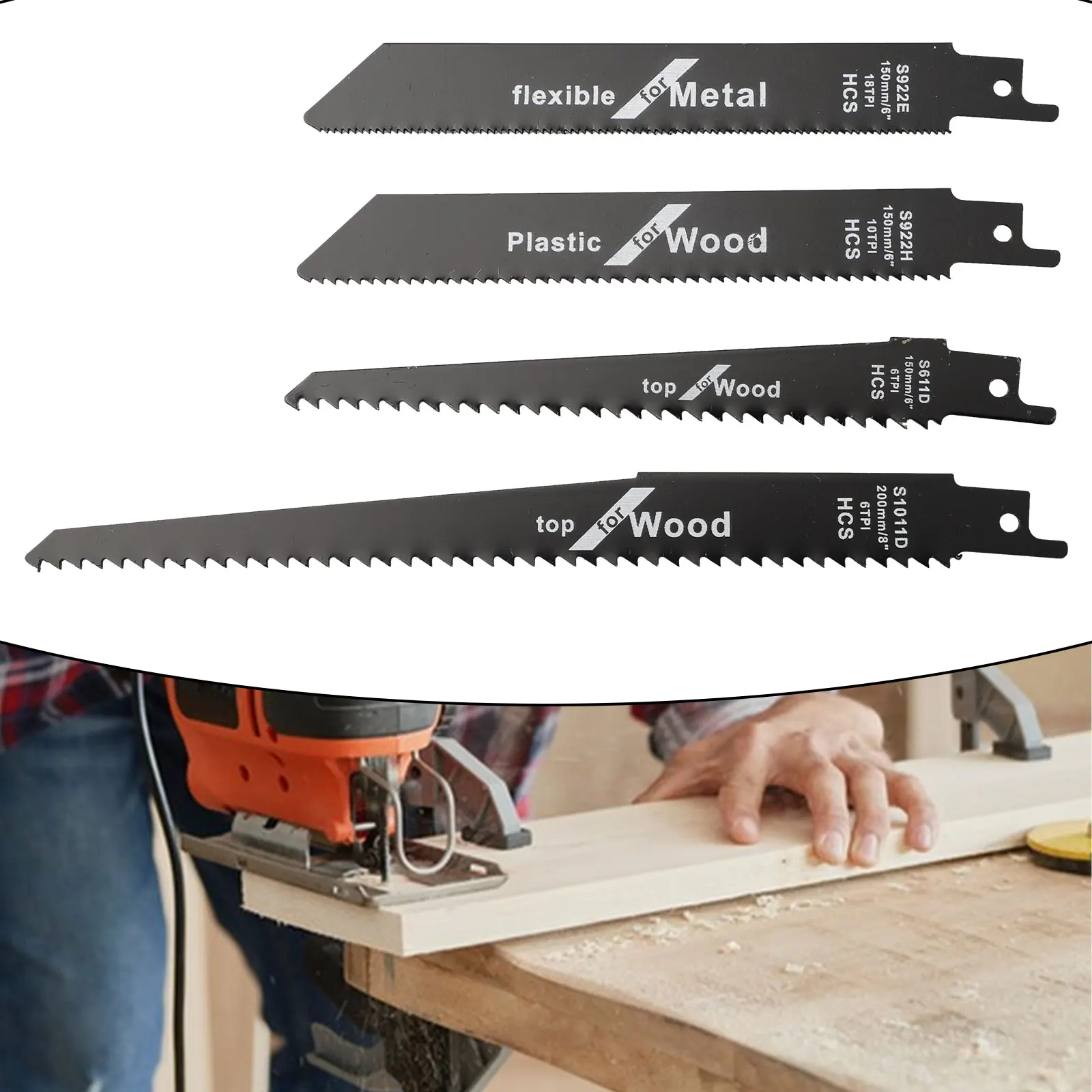 4pc Reciprocating  High Carbon Steel Reciprocating Saw Blades Wood Pruning Saw Blades For Outdoor Trimming Metal Plastic Pipe