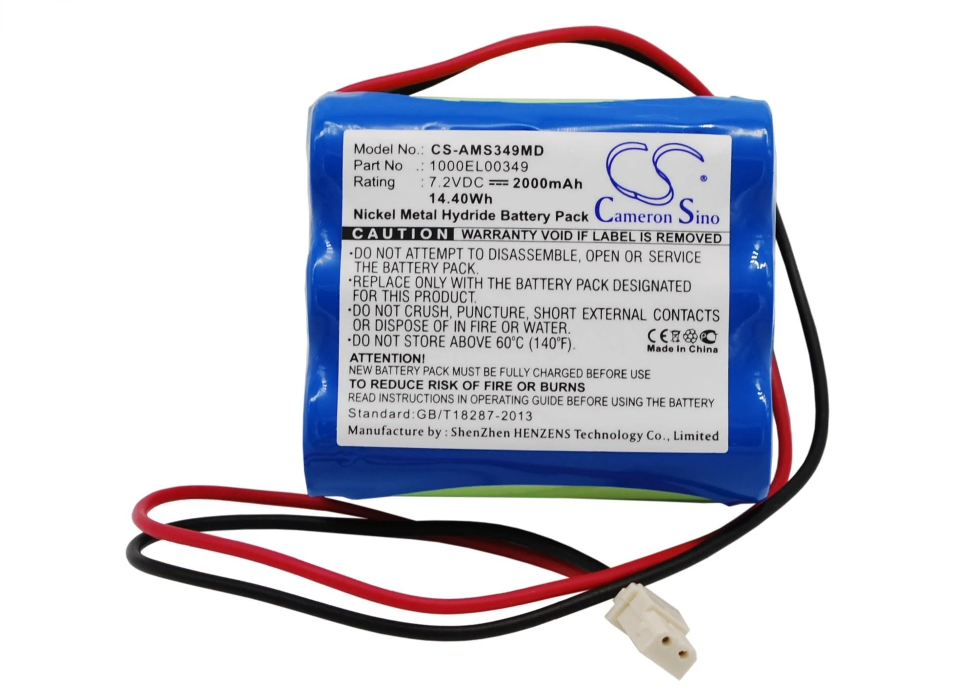 Cameron Sino 2000mAh Battery 1000EL00349 for Alaris Medicalsystems Carefusion, GW Volumetric pump, IVAC Pompe Asena GW