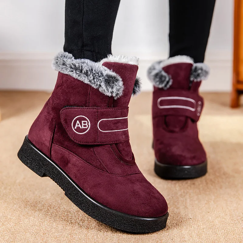 Plus Size 44 Thick Plush Snow Boots Woman 2024 Winter Keep Warm Fur Ankle Boots for Women Comfort Non Slip Cotton Padded Shoes