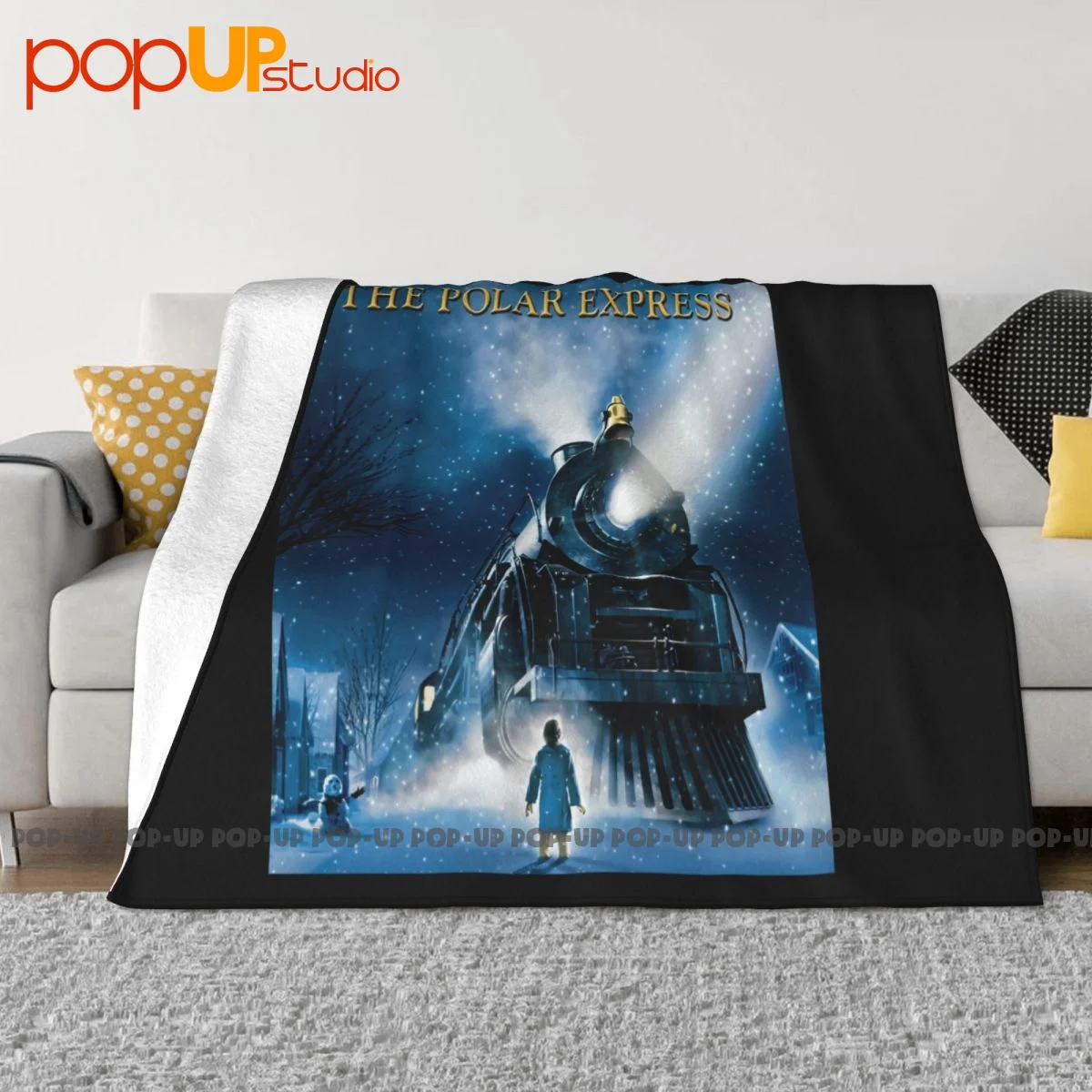 The Polar Express Movie Train Heading Down The Tracks Blanket Sheet Breathable Faux Fur Mink