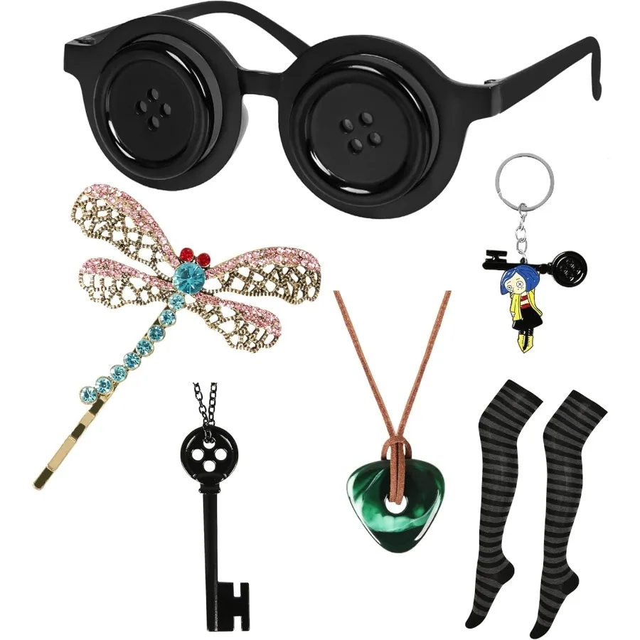 Conjunto de colar de grampo de cabelo de libélula elegante para mulheres acessórios de fantasia de Halloween meias elegantes e combinação de ornamento de cabelo fo