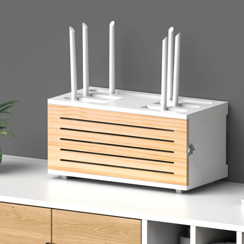 

Solid Wood Wireless Router WiFi Storage Box Living Room Set Top Box Plug Board Storage Finishing Wire Storage Box Organizer