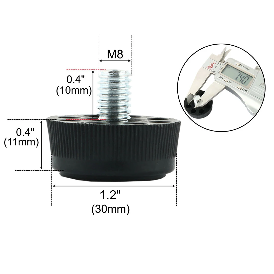 8pcs 30xM8x10 Adjustable Leveling Foot Furniture Desk Sofa Adjustable Leveling Threaded Glide Feet Cabinet Table Floor Protector