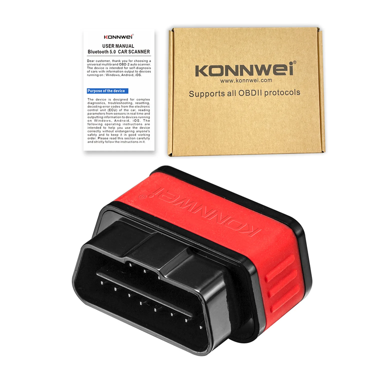 KONNWEI KW905 ELM327 V1.5 OBD2 Scanners Bluetooth 5.0 For Android/IOS ELM 327 OBD 2 Car Diagnostic tool Code Reader