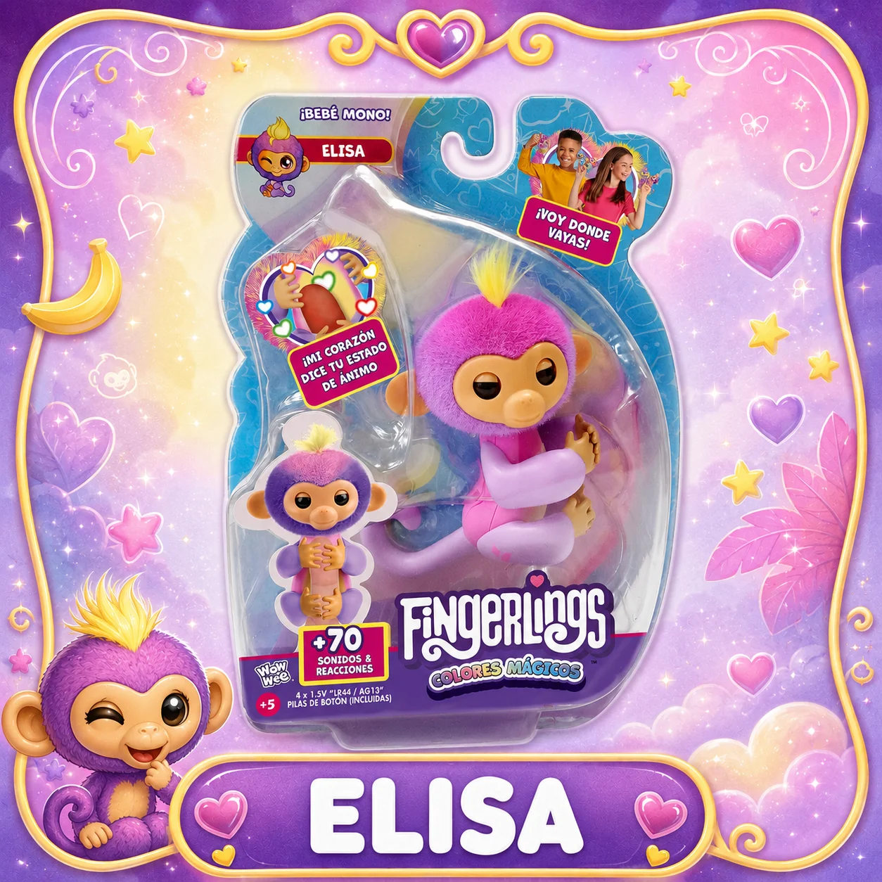 Original WowWee Fingerlings Baby Monkey Interactive Sounds Reactions Pet Finger Soft Electronic Gifts Toys for Girls 9 10 Years