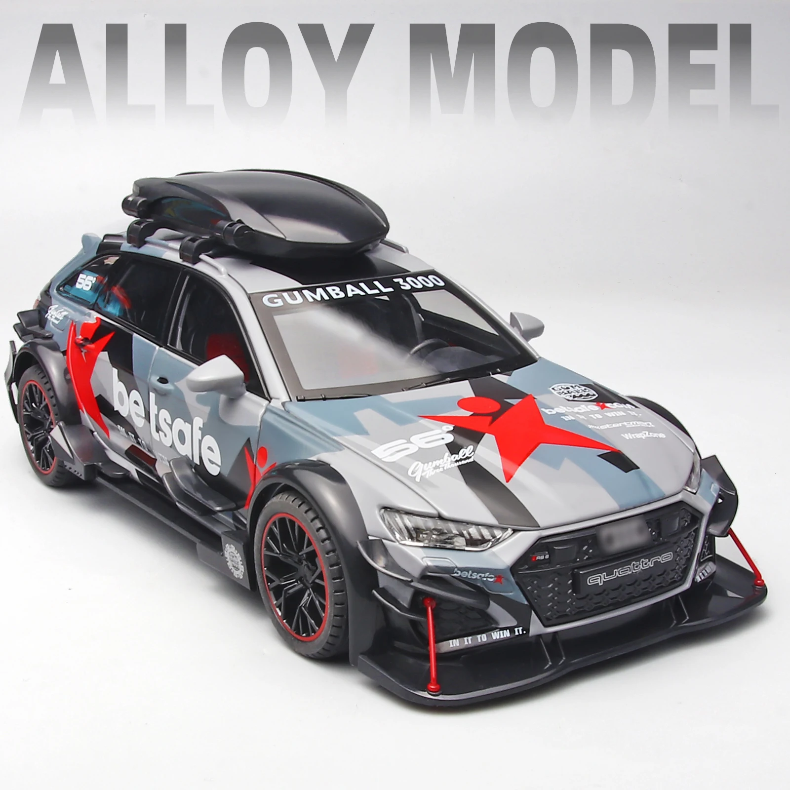 RS6 Alloy Toy Car Model 1:24 Scale with Sound & Light - Authentic Replica for Kids - Ideal Gift for Car Enthusiasts