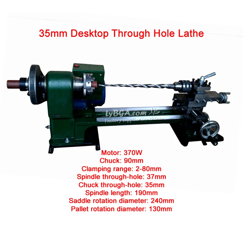 

Настольный токарный станок 35 мм с проходным отверстием, патрон 90 мм, двигатель 370 Вт, опционально 3/4 патрона, диапазон зажима 2-80 мм, для обработки дерева и металла