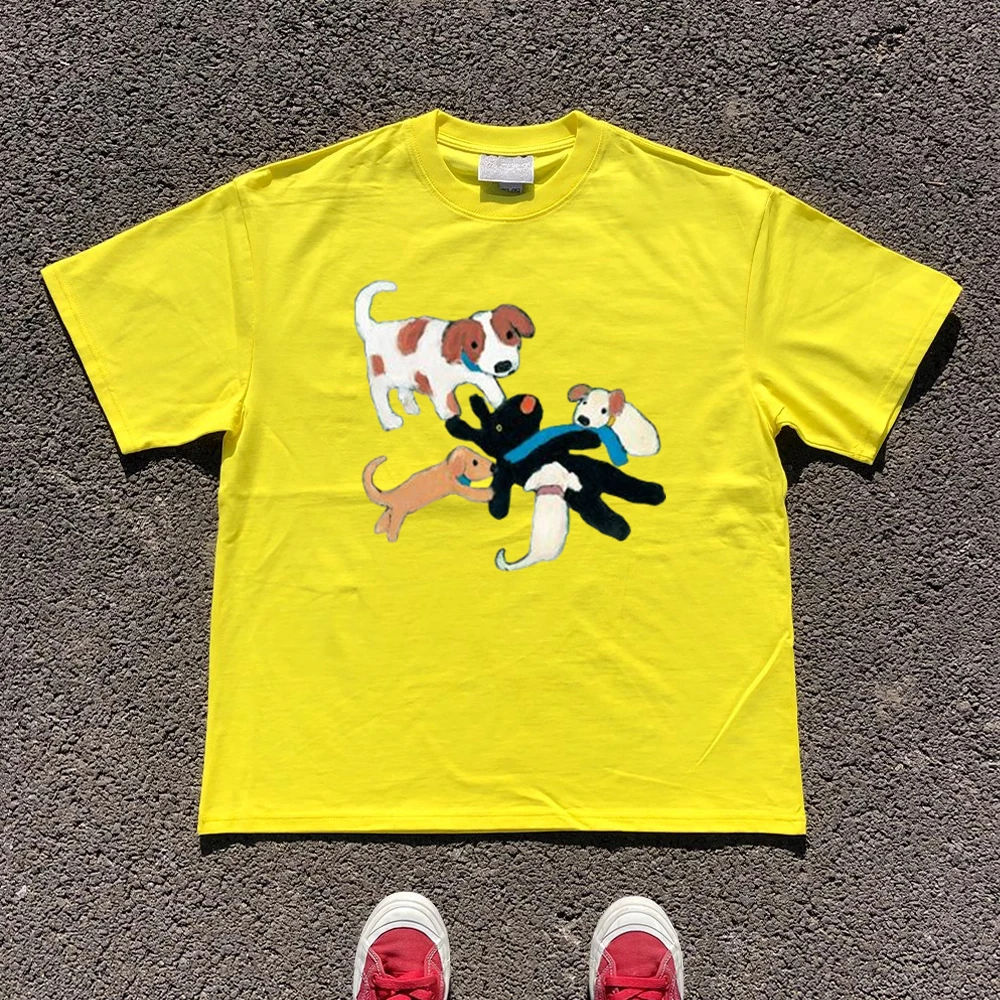 

Breathable ort Sve T-irt Lemon Yellow oulder Version Animal Creative Illustration Summer Faion Men's Sun Protectio...