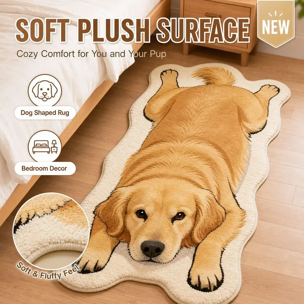 Special-shaped Puppy Print Rug Pet Theme Rug Decorative Carpet Animal Floor Mat Soft Puppy Print Dog Shaped Rug
